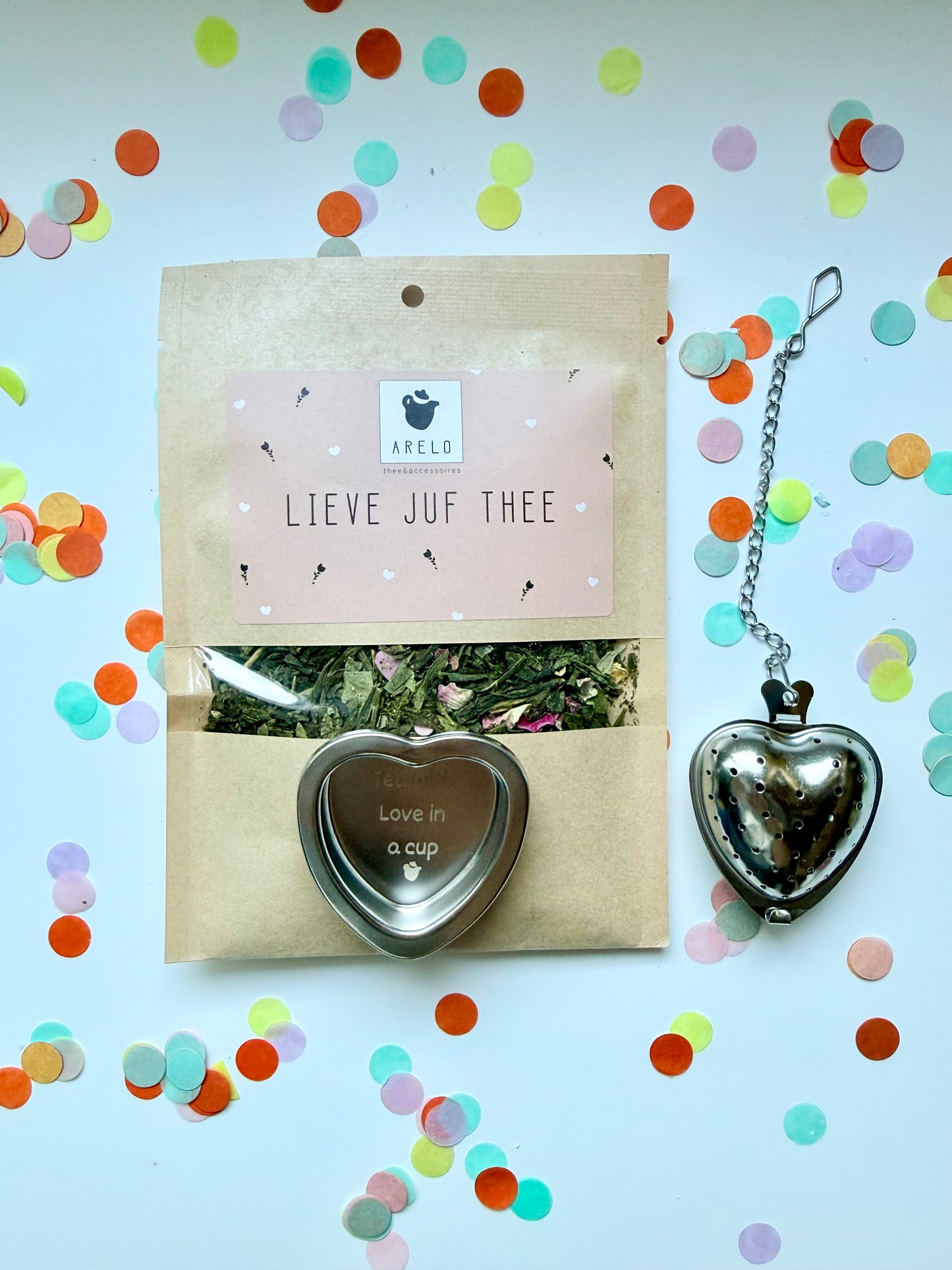 Lieve juf thee + hartvormig thee-ei