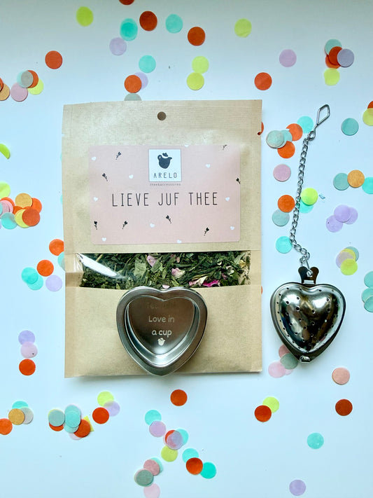 Lieve juf thee + hartvormig thee-ei